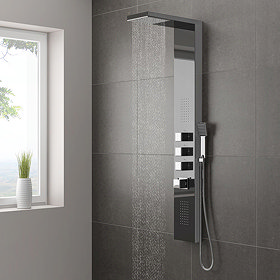 Milan Shower Tower Panel - Dark Chrome (Thermostatic) Large Image