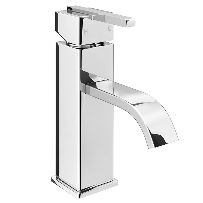 Milan Modern Mono Basin Mixer Tap with Waste - Chrome Large Image