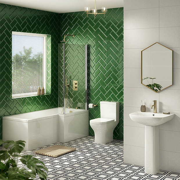 Milan Modern Shower Bath Suite (Right Hand) Large Image