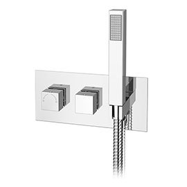Milan Modern Square Concealed Thermostatic 2-Way Shower Valve with Handset Medium Image