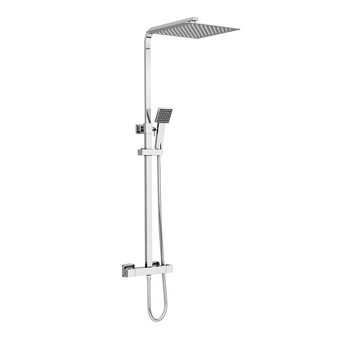 Milan Modern Square Thermostatic Shower (300 x 300mm Head - Chrome) Large Image