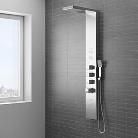 Milan Modern Stainless Steel Tower Shower Panel (Thermostatic) Medium Image