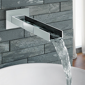 Milan Modern Wall Mounted Waterfall Basin/Bath Spout - Chrome Large Image