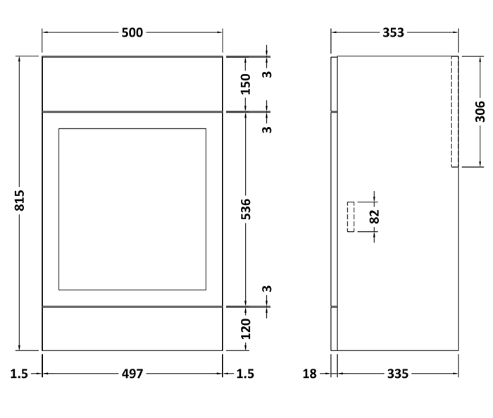 Milan Shaker 500mm WC Unit - Autumn Oak - Depth 353mm