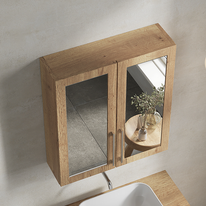 Milan Shaker 600mm Mirror Cabinet - Autumn Oak
