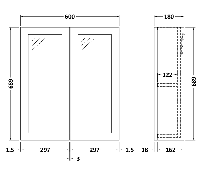 Milan Shaker 600mm Mirror Cabinet - Autumn Oak