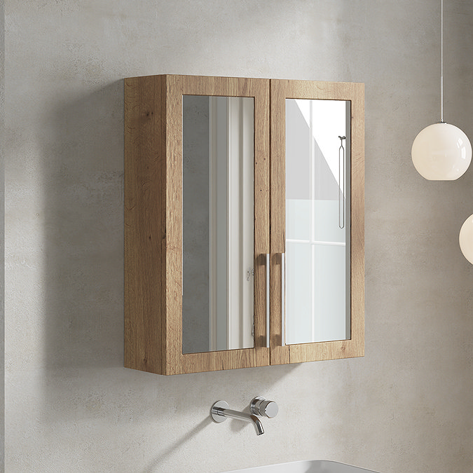 Milan Shaker 600mm Mirror Cabinet - Autumn Oak
