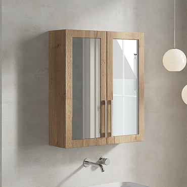 Milan Shaker 600mm Mirror Cabinet - Autumn Oak