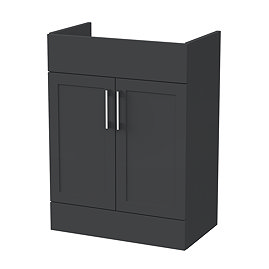 Milan Shaker 600mm Soft Black 2-Door Floor Standing Vanity Unit