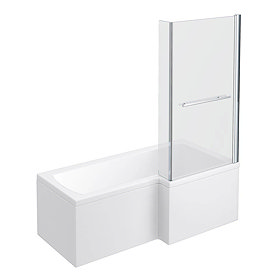 Milan Shower Bath - 1600mm L Shaped inc. Screen with Rail + Panel (RH) Large Image