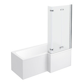 Milan RH Shower Bath - 1600mm L Shaped with Double Hinged Screen + Panel Large Image