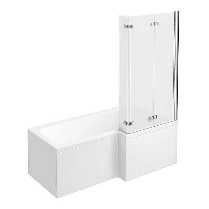 Milan RH Shower Bath - 1600mm L Shaped with Double Hinged Screen + Panel Large Image