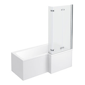 Milan RH Shower Bath - 1600mm L Shaped with Double Hinged Screen + Panel Large Image
