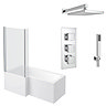 Milan Shower Bath + Concealed 2 Outlet Shower Pack (1700 L Shaped with Screen + Panel) Large Image
