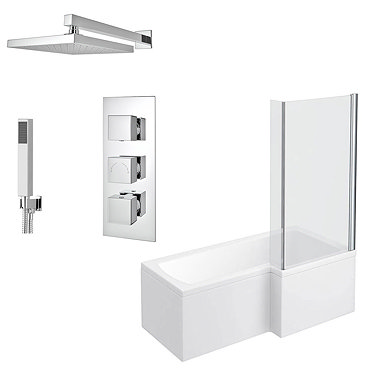 Milan Shower Bath + Concealed 2 Outlet Shower Pack (1700 L Shaped with Screen + Panel)