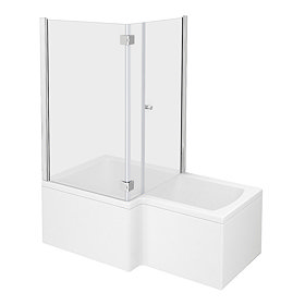 Milan Shower Bath Enclosure - 1500mm L-Shaped Inc. Hinged Screen + Panel Large Image