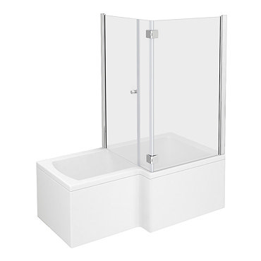 Milan Shower Bath Enclosure - 1600mm L-Shaped Inc. Hinged Screen + Panel  Feature Large Image