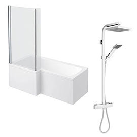 Milan Shower Bath + Exposed Shower (1700 L Shaped with Screen + Panel) Medium Image
