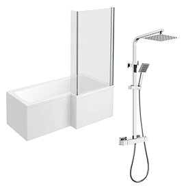 Milan Shower Bath + Exposed Shower Pack (1700 L Shaped with Screen + Panel)