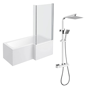 Milan Shower Bath + Exposed Shower Pack (1700 L Shaped with Screen + Panel) 