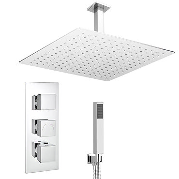 Milan Shower Package (incl. 400x400mm Square Rainfall Shower Head + Wall Mounted Handset)