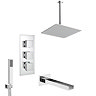 Milan Shower Package (Rainfall Ceiling Mounted Head, Handset + Waterfall Bath Spout) Chrome