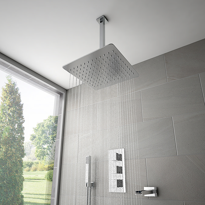 Milan Shower Package (Rainfall Ceiling Mounted Head, Handset + Waterfall Bath Spout) Chrome
