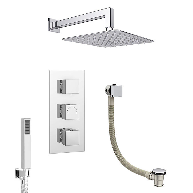 Milan Shower Package (Rainfall Wall Mounted Head, Handset + Freeflow Bath Filler)  additional Large Image