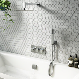 Milan Shower Package (Rainfall Wall Mounted Head, Handset + Freeflow Bath Filler) Medium Image