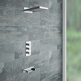 Milan Shower Package - Chrome Rainfall/Waterfall Shower Head & Bath Spout