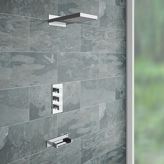 Milan Shower Package - Chrome Rainfall/Waterfall Shower Head & Bath Spout