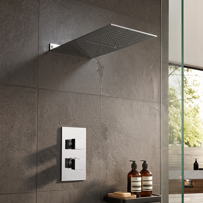 Milan Shower Package with Valve + Flat Dual Fixed Shower Head (Waterfall / Rainfall)