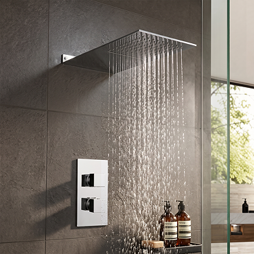 Milan Shower Package with Valve + Flat Dual Fixed Shower Head (Waterfall / Rainfall)