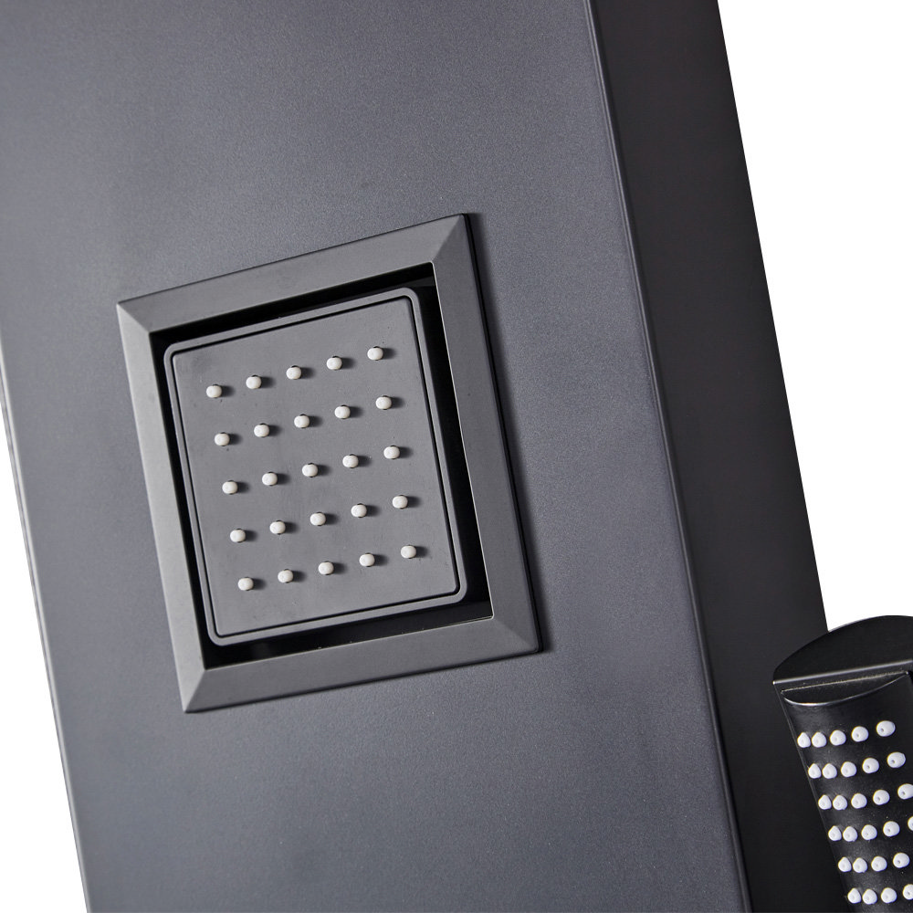 Milan Shower Towel Panel - Matt Black (Thermostatic) Standard Large Image