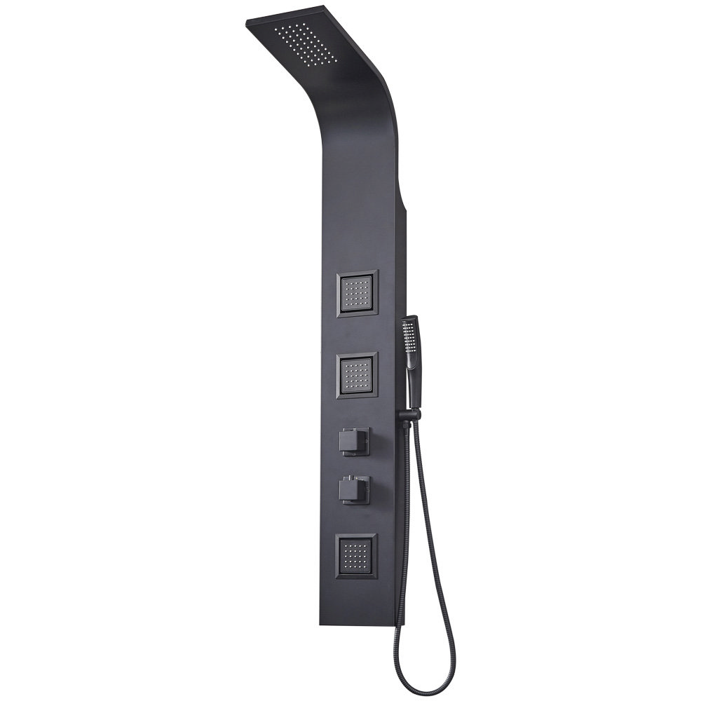 Milan Shower Towel Panel - Matt Black (Thermostatic) Newest Large Image