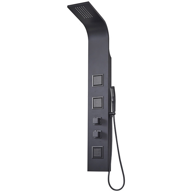 Milan Shower Towel Panel - Matt Black (Thermostatic)  Newest Large Image