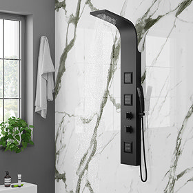 Milan Shower Tower Panel - Matt Black (Thermostatic)