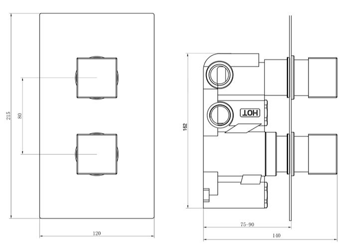 Milan Shower Valve With BuiltIn Diverter + Water Blade Shower Head