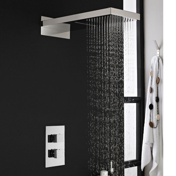 Milan Shower Valve with Built-in Diverter & Rainfall/Water Blade Shower Head Large Image