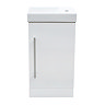 Milan Small Floor Standing PVC Vanity Basin Unit Gloss White (W400 x D220mm) 100% Waterproof