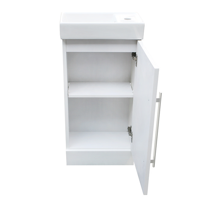 Milan Small Floor Standing PVC Vanity Basin Unit Gloss White (W400 x D220mm) 100% Waterproof