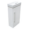 Milan Small Floor Standing PVC Vanity Basin Unit Gloss White (W400 x D220mm) 100% Waterproof