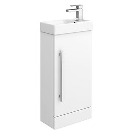 Milan Small Floor Standing PVC Vanity Basin Unit Gloss White (W400 x D220mm) 100% Waterproof