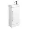 Milan Small Floor Standing PVC Vanity Basin Unit Gloss White (W400 x D220mm) 100% Waterproof
