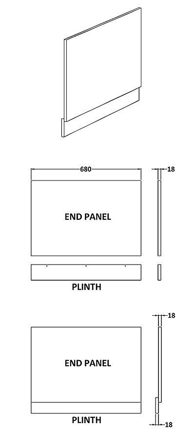 Milan Soft Black End Bath Panel - 700mm