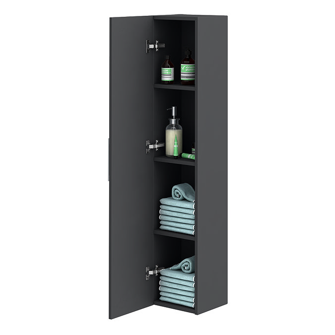 Milan Soft Black Framed 300mm Wide Wall Hung Tall Storage Unit