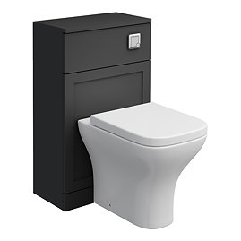 Milan Soft Black Framed 500mm WC Unit with Cistern, Chrome Flush + Modern Pan