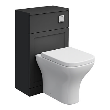 Milan Soft Black Framed 500mm WC Unit with Cistern, Chrome Flush + Modern Pan