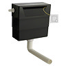Milan Soft Black Framed 500mm WC Unit with Cistern, Brushed Brass Flush + Modern Pan