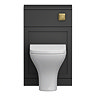 Milan Soft Black Framed 500mm WC Unit with Cistern, Brushed Brass Flush + Modern Pan